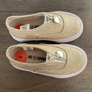 Baby Girl size 6 Gold Glitter Shoes